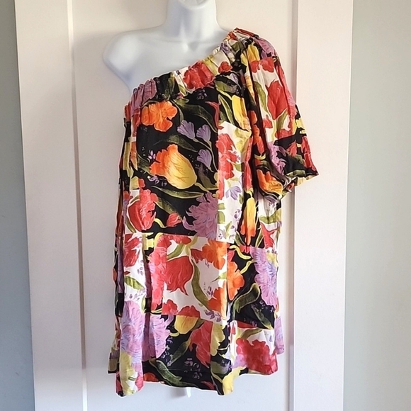 NWT Anthropologie x Yukiko Noritake floral one sleeve mini shift dress small - Picture 2 of 10